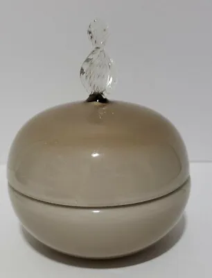 Murano Brown Taupe Glass Mid Century Large Lidded Vanity Trinket Powder Box Nice • $99.99