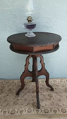Antique 1870s Eastlake Mahogany Game Table Turn Top With Storage Under Table • $229