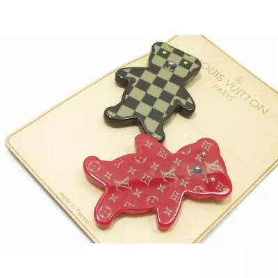 Louis Vuitton Monogram Teddy Bear Damier Teddy Bear Brooch 2 Set W/Box I2 • $461.90