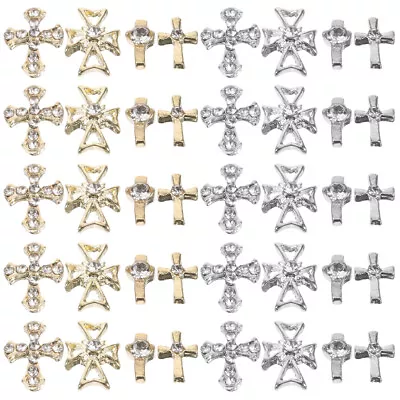 80PCS Cross Nail Charms Alloy Cross Nail Decoration For Diamond Nail Decor Cross • $10.52