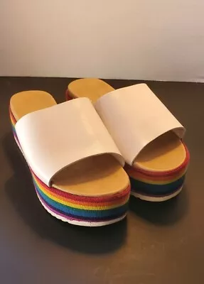 Madden Girl Women's Size 7.5 Ashley Rainbow Platform Sandals • $9.99