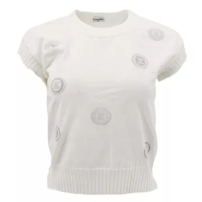 Chanel Short Sleeve Knit Tops White 79950 • £388.92