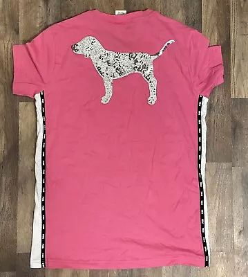 Victorias Secret Pink Bling Campus Tee Shirt Sequins Dog Size Small • $24