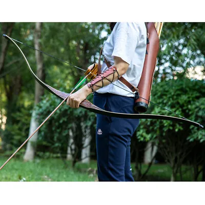 54  Archery Wooden Bow 20-70lb Traditional Longbow Recurve Bow Hunting Target • $127.41