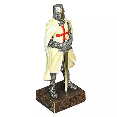 Zeckos Medieval Templar Knight In Battle Holding Sword Armor Statue • $38.99