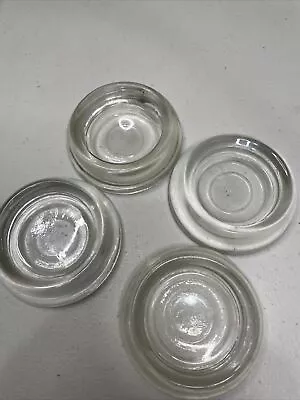 Lot Of 4 Vintage Clear Glass Furniture Sliders Coasters Used Imperfect • $5.99