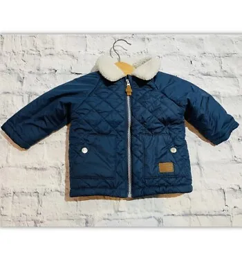 Baby Boys 3-6 Months Clothes Fleece Lined Quilted  Jacket *We Combine Postage* • £4.41