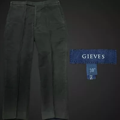 Gieves & Hawkes Moleskin Trousers 38” Short Dark Green Cotton Made In England • $68.48