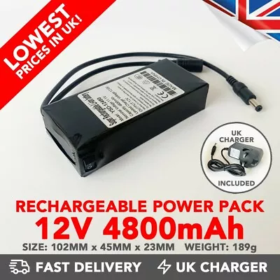 12v Power Bank 4800mAh Rechargeable Li-ion Portable Battery Pack (DC) • £27.99