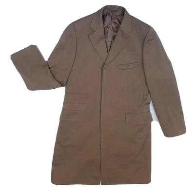 £120 • Buy Mens TM Lewin Overcoat Peaky Blinders Style Wool Covert Coat Brown UK Chest 38 S