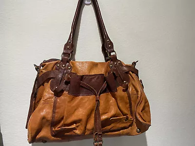 Monserat De Lucca Large Brown Leather Satchel Handbag - 17  X 10  • $36