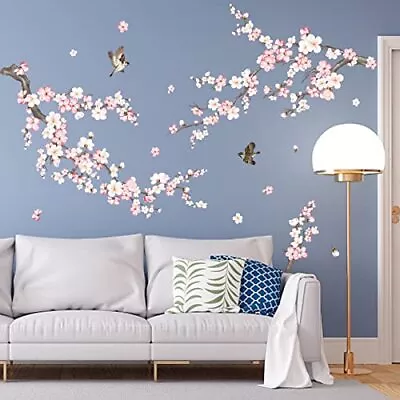  Cherry Blossom Wall Stickers Pink And White Flower Tree Branch Peel And Stick  • $26.31