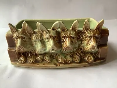 Vintage Mc Coy Scottie Dogs Planter~Brown And Green Glossy 1940s-1960s • $35