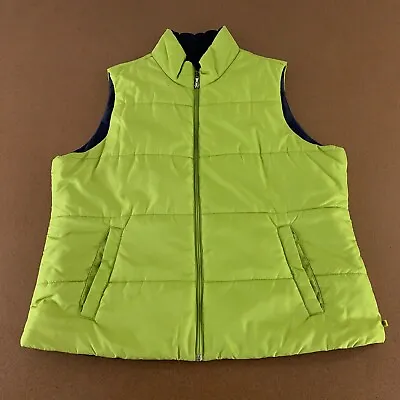 Made For Life Women's Size XL Lime Green Pocketed Full Zip Puffer Vest • $15.87