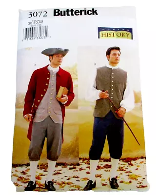 Butterick 3072 Size 38 40 42 Colonial History Revolutionary War Costume Men's • $12.95