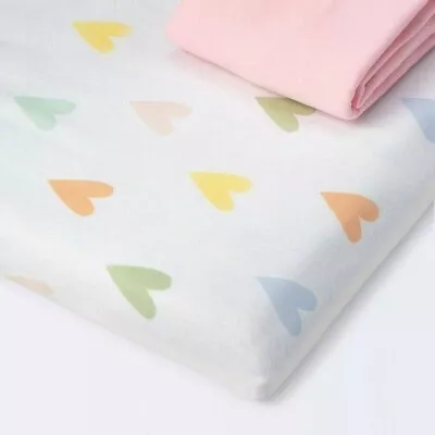 Cloud Island Fitted Play Yard Jersey Sheet Hearts/Pink 2pk Pack N Play Sheets • $17.99