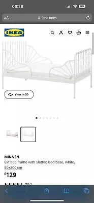 Ikea Minnen Children’s Adjustable Bed In White Metal • £25