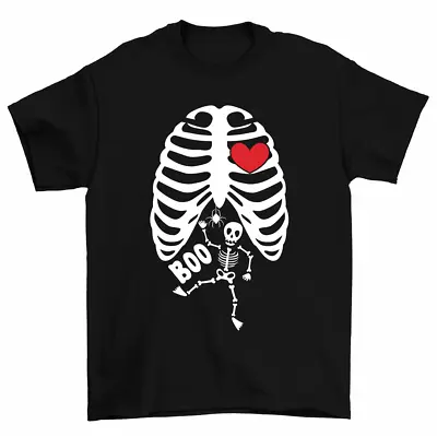 $13.99 • Buy Halloween Pregnancy Boo Skeleton X-Ray Rib Cage Costume T-Shirt