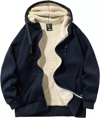 Gihuo Men's Winter Sherpa Lined Hoodie Zip Up Sweatshirt Warm Jacket Size: 2XL • $26.99