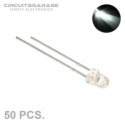 50 X 3mm Ultra Bright Water Clear White LED Light Emitting Diode Bulb - USA • $7.39