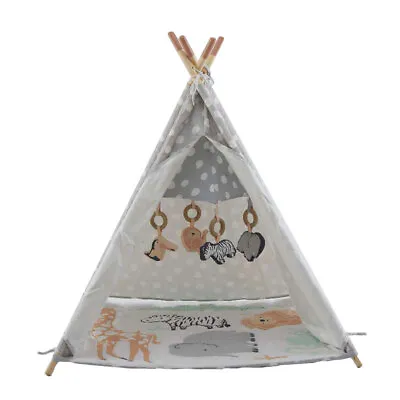 Wonder&Wise Baby Kids Foldable Activity Teepee Play Tent With Safari Mat (Used) • $39.59