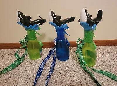 3 × Tested Vintage Souvenir Sea World Misting Fan Bottle Spray Shamu Strap • £26.46