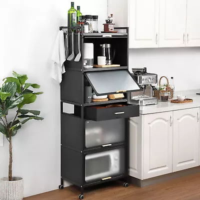 Kitchen Storage Cabinets With Microwave Storage Space With Brakeable Casters US • $161.91