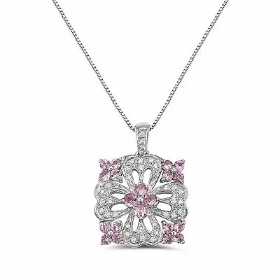 LeVian 14K White Gold Pink Sapphire H-I SI2 Diamond 1.42 Ct 18  Pendant Necklace • $1150