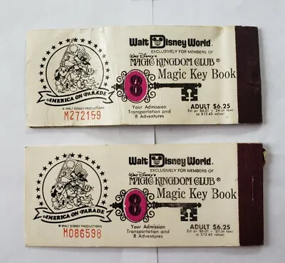 (2) 1975 Walt Disney World WDW Magic Kingdom Club Magic Key Book 8 Tickets - 2/8 • $4.75