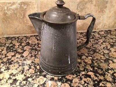 Vintage Gray Marbled Enamelware Cowboy / Camp Coffee Pot 7.5 Inches • $30