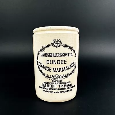 Vintage JAMES KEILLER & SONS DUNDEE Marmalade 1 Lb Stoneware JAR Made In ENGLAND • $55