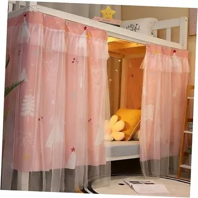Bottom Bunk Bed Curtains Single Bed Tent Curtain Blackout Bed Drapes 1 Pcs Pink • £30.57