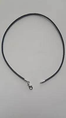 Black 2mm Real Leather   Necklace Cord String With Lobster Clasp 12- 30 Inches • £4.09