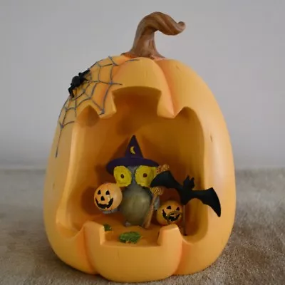 $49.90 • Buy Lenox LED Pumpkin Lighted Halloween Figurine With Owl, Witch, Bat 6  New In Box