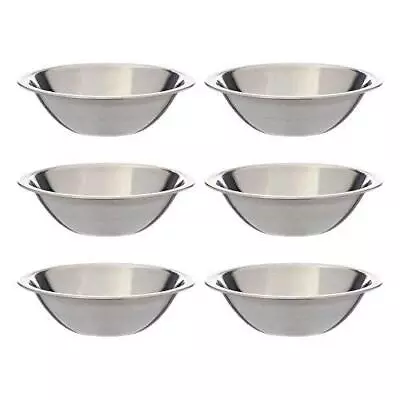 SET OF 6-6 1/2 Inch Wide Stainless Steel Flat Rim Flat Base Mixing Bowl • $17.59