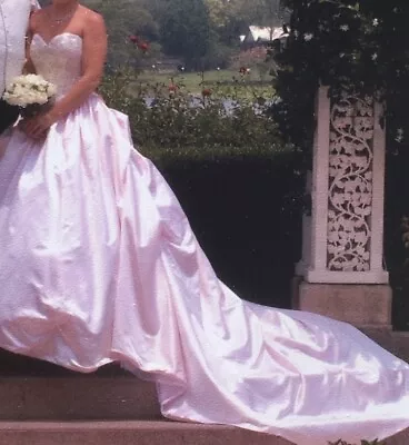 12 Hollywood Dreams  |  Size 12  |  Blush Pink Silk Wedding Dress Petite • £220