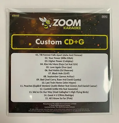 £9.95 • Buy Zoom Karaoke CD+G Disc - Pop Chart Picks 2021 (Part 3) - 15 Big Pop Hits!