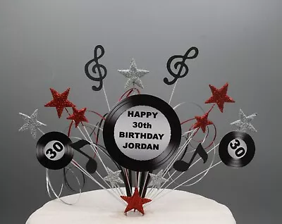 Cake Topper Vinyl Music Musical Stars On Wires 18th 21st 30th 40th 50th 60th 001 • £14.99