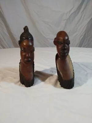 Vintage Afrian Pair Of Wooden Hand Carved Sculptures • $72.50