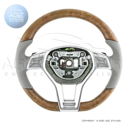 Mercedes-Benz SL400 SL550 SL63 SL65 AMG Poplar Wood Grey Leather Steering Wheel • $1699