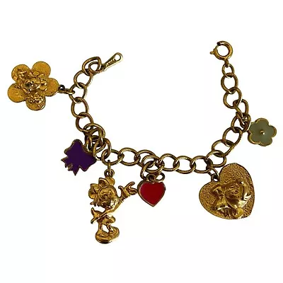 Disney Minnie Mouse Charm Bracelet Best Friends Heart Gold Tone Vintage 6  • $17.95