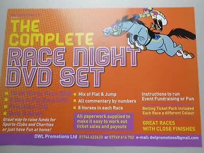 COMPLETE RACE NIGHT DVD HORSE RACING SET /NEW QUIZ AND RACE HORSE NAMES For 2024 • £19.99