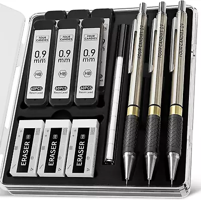 Four Candies Metal Mechanical Pencil Set - 3PCS 0.9Mm Art Mechanical Pencils & 3 • $14.70