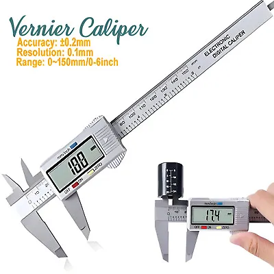 6'' 150mm LCD Digital Vernier Caliper Micrometer Measure Tool Gauge Ruler UK • £4.97