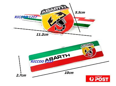 Abarth Badges For Fiat 2 Aluminum Badges 10 X 2.7 11.5 X 5.5cm • $17.95