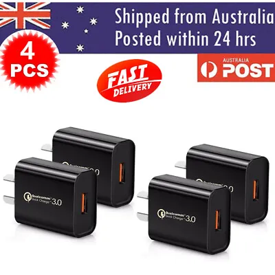 4 / 6 PACK Black Qualcomm Quick Charge QC 3.0 Super Fast USB Wall Charger 18W AU • $24.50