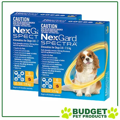 NexGard Spectra Chewables For Dogs Yellow 3.6 -7.5kg 12 Pack • $163.99