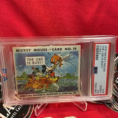 1935 Mickey Mouse Gum Card Type II The Line Is Busy #19 Walt Disney PSA 2.5 • $249.99