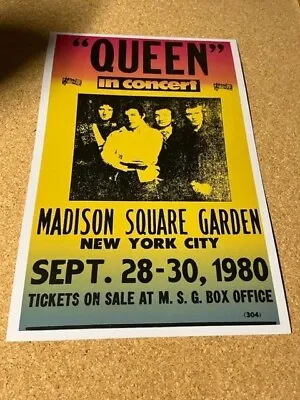 $7.99 • Buy Queen 1980 Madison Square Garden New York Concert Poster 12x18