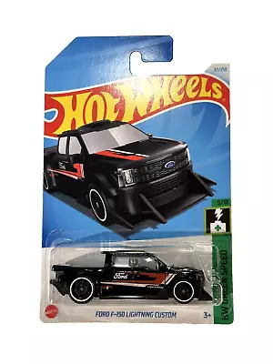 2024 🔥Hot Wheels 🛞 Green Speed 5/10 Ford F-150 Lightning Custom Black 37/250 • $2.99